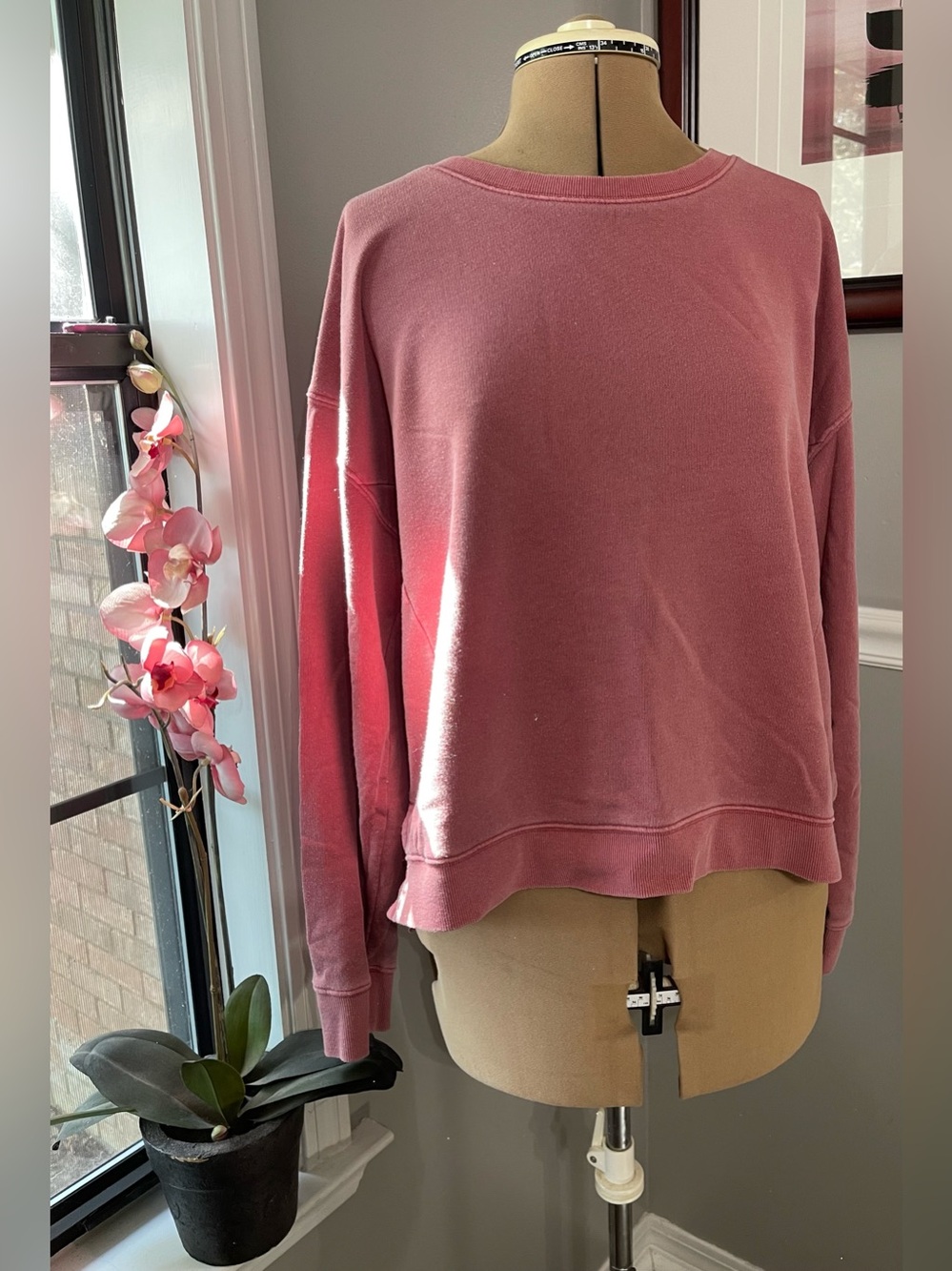 LOFT Lou & Grey Faded Rose 2 pc Crewneck Sweatshirt and Sweatpants Set